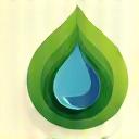 持続可能性を示す緑の葉と水滴のアイコン